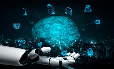 Future artificial intelligence robot and cyborg. Foto stock