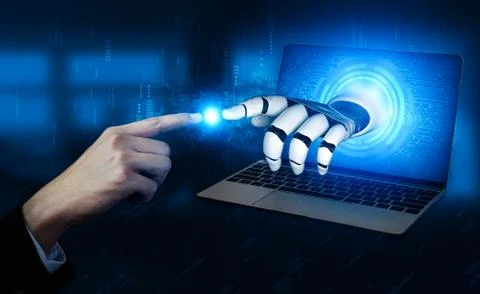 Future artificial intelligence robot and cyborg. Stock Photos