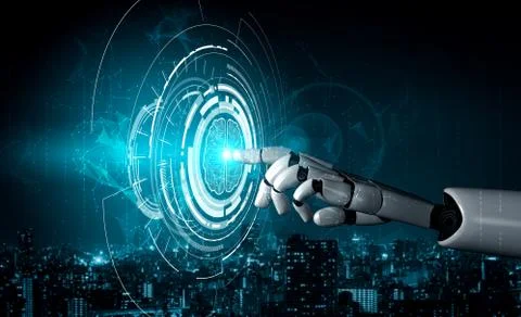 Future artificial intelligence robot and cyborg. 스톡 사진