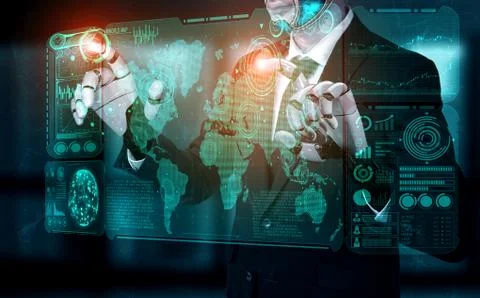 Future artificial intelligence robot and cyborg. Stock Photos