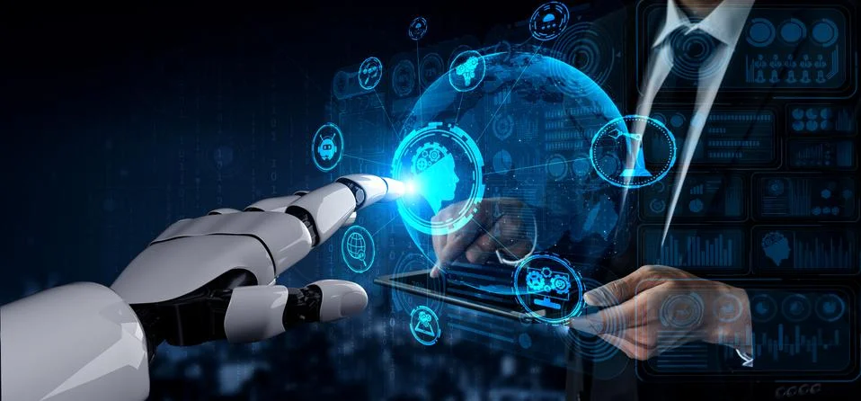 Future artificial intelligence robot and cyborg. 写真素材