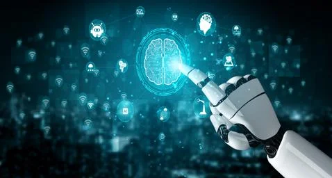 Future artificial intelligence robot and cyborg. 스톡 사진