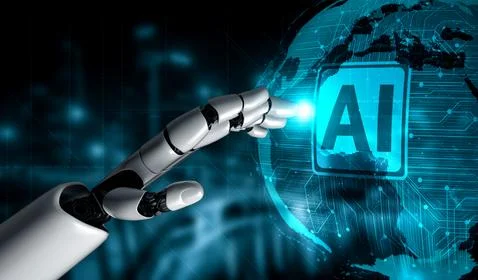 Future artificial intelligence robot and cyborg. Foto stock