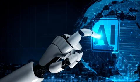 Future artificial intelligence robot and cyborg. 스톡 사진