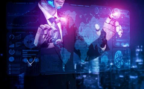 Future artificial intelligence robot and cyborg. Stock Photos