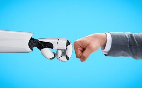 Future artificial intelligence robot and cyborg. Fotos de archivo