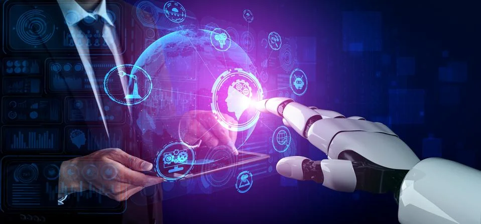 Future artificial intelligence robot and cyborg. 스톡 사진