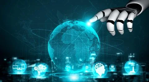 Future artificial intelligence robot and cyborg. Stock Photos