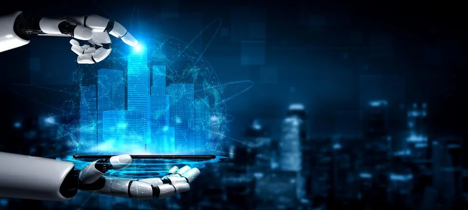 Future artificial intelligence robot and cyborg. Foto stock