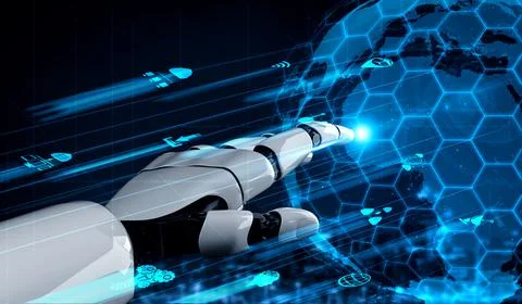 Future artificial intelligence robot and cyborg. Stock Photos