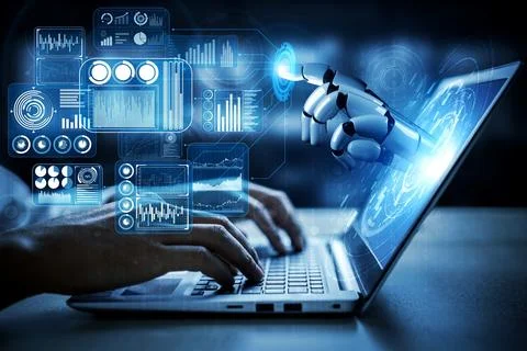 Future artificial intelligence robot and cyborg. Foto stock