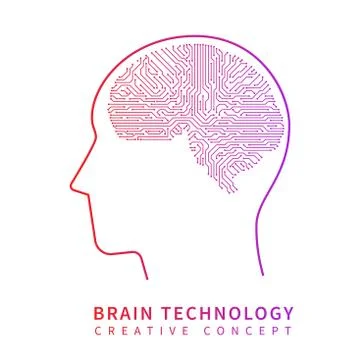 Future artificial intelligence technology. Mechanical brain creative idea vector Stock Illustration