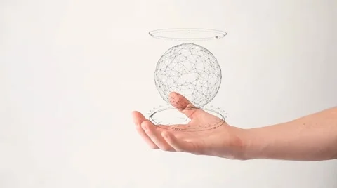 Future ball sphere rotatin in hand Stock Footage 44413562