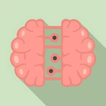 Future binary brain icon, flat style Illustrazione stock