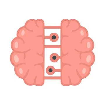 Future binary brain icon flat isolated vector Stock Illustration
