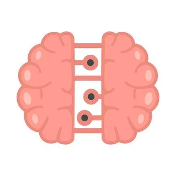 Future binary brain icon flat isolated Stock Illustration