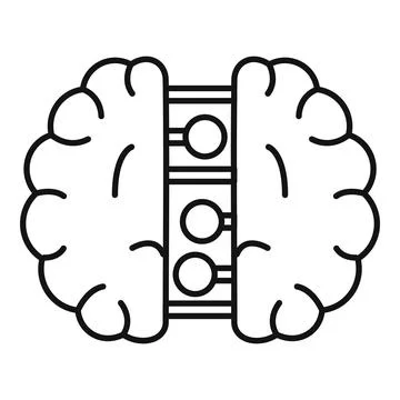 Future binary brain icon, outline style Stock Illustration