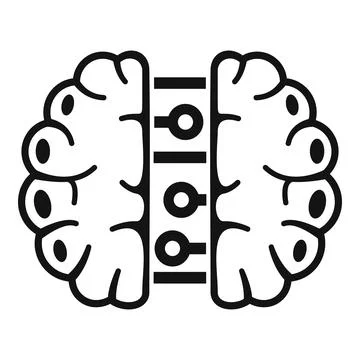 Future binary brain icon, simple style Illustrazione stock