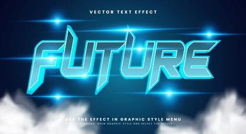 Future blue glow modern style editable text effect Illustrazione stock
