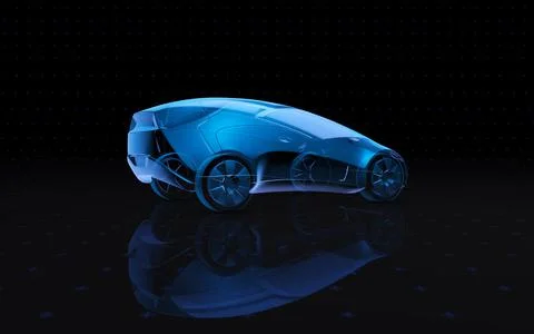 Future blue x-ray concept car. 3d rendering Stock Illustration