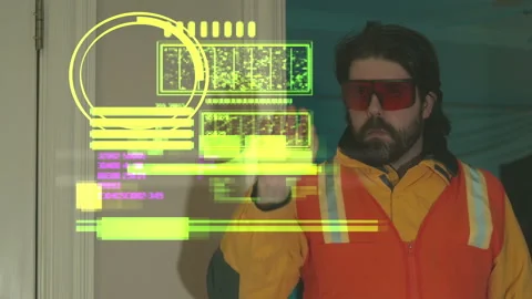 Future boy doing calculatinos Stock Footage 147431465