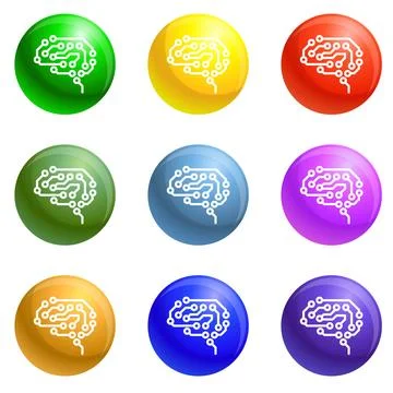 Future brain icons set Stock Illustration
