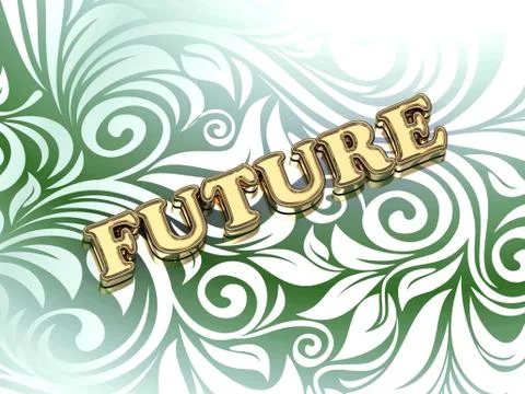 FUTURE - bright color letters on nice green ornament background Stock Illustration