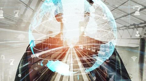 Future building construction and inventive engineering project Foto stock