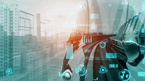 Future building construction and inventive engineering project Foto stock