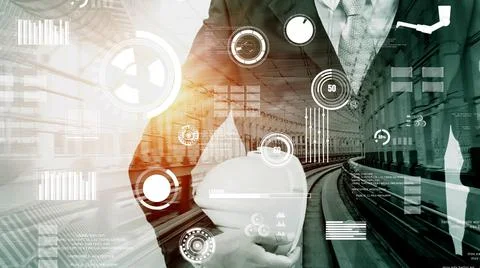 Future building construction and inventive engineering project Foto stock