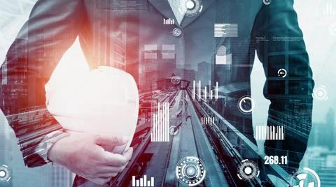 Future building construction and inventive engineering project Foto stock