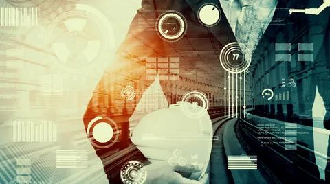 Future building construction and inventive engineering project Foto stock