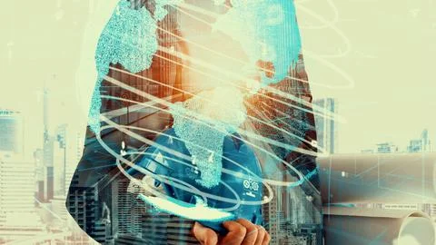 Future building construction and inventive engineering project Foto stock