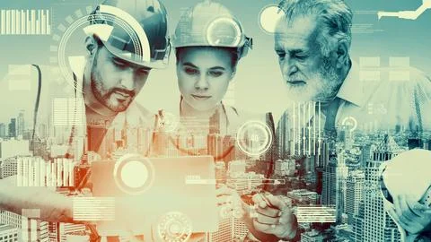 Future building construction and inventive engineering project Stock Photos