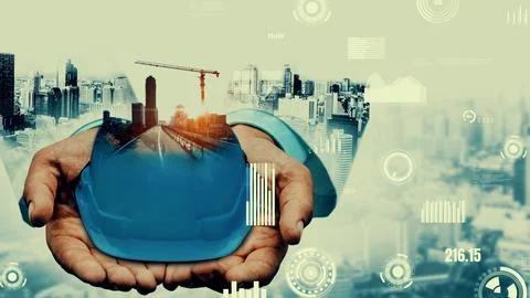 Future building construction and inventive engineering project Stock Photos