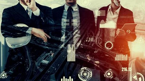 Future building construction and inventive engineering project 스톡 사진
