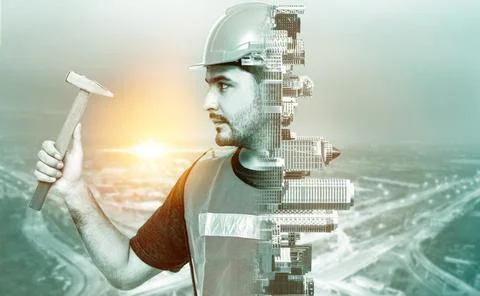 Future building construction engineering project. 스톡 사진