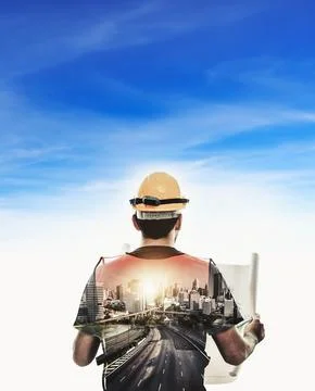 Future building construction engineering project concept 스톡 사진