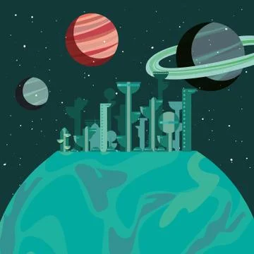 Future buildings architecture planet Ilustración de archivo