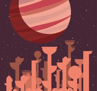 Future buildings architecture planet Ilustración de archivo