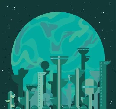 Future buildings architecture planet Ilustración de archivo