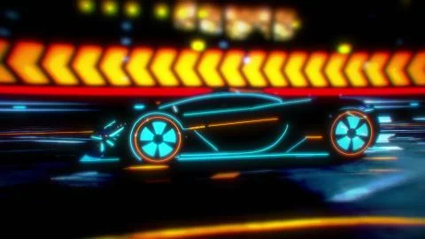 Future car going on the road 4k animation Stock Illustration