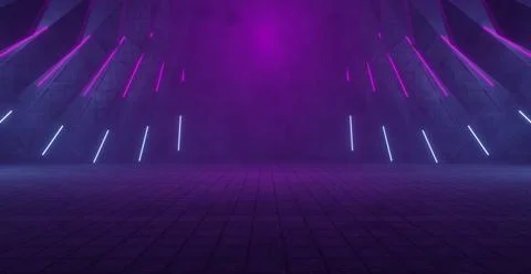 Future Cement Concrete Sci Fi Futuristic Cyber Neon Electric Laser Lights Tun 스톡 일러스트