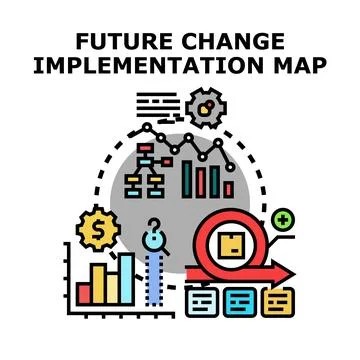 Future change implementation map process visualization Stock Illustration