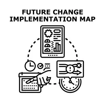 Future change implementation mapping for business strategy Stock Illustration