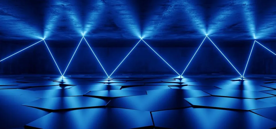 Future Chaotic Beams Virtual Underground Neon Glowing Laser Blue White Lights イラスト素材