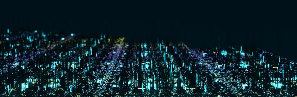 Future city. 3D abstract composition that looks like a night city stylized as Stock Illustration