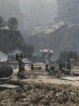 Future City Battlefield Stock Illustration