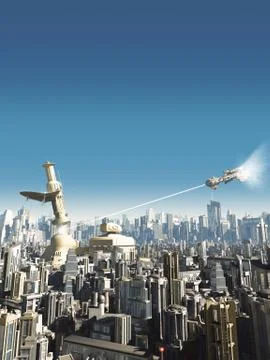 Future City - Falling Tower Stock Illustration