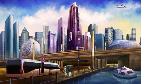 Future City Stock Illustration